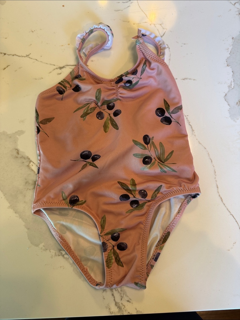 Zara Pink Swimsuit with Olive Branch Print